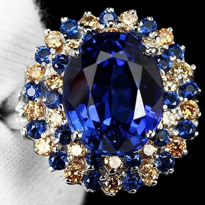 Women Vintage 925 Silver Plated Sapphire CZ Gemstone Ring Jewelry Size 6-10# - WORLD TIME VISITS