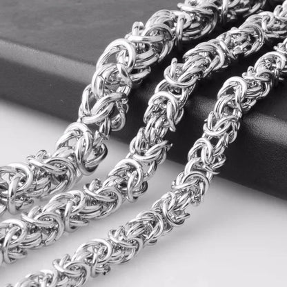 6mm 8mm 10mm Wide 16-32 Inches Custom Size Men's Cool Stainless Steel Silver Color Round Byzantine Chain Necklace