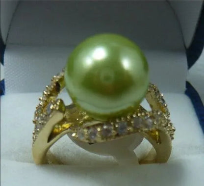 Fashion Women's 12mm South Sea Shell Pearl Jewelry Ring Size 6 7 8 9 k04