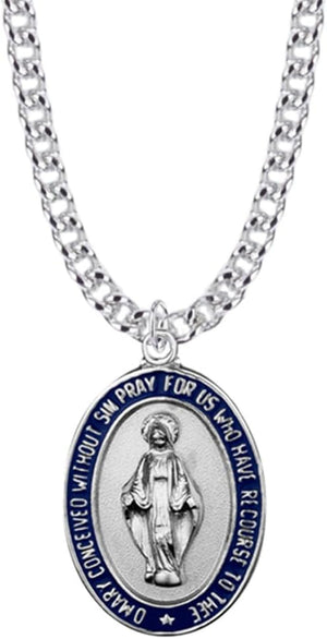 Miraculous Medal with Black Enamel Border, 7/8 Inch