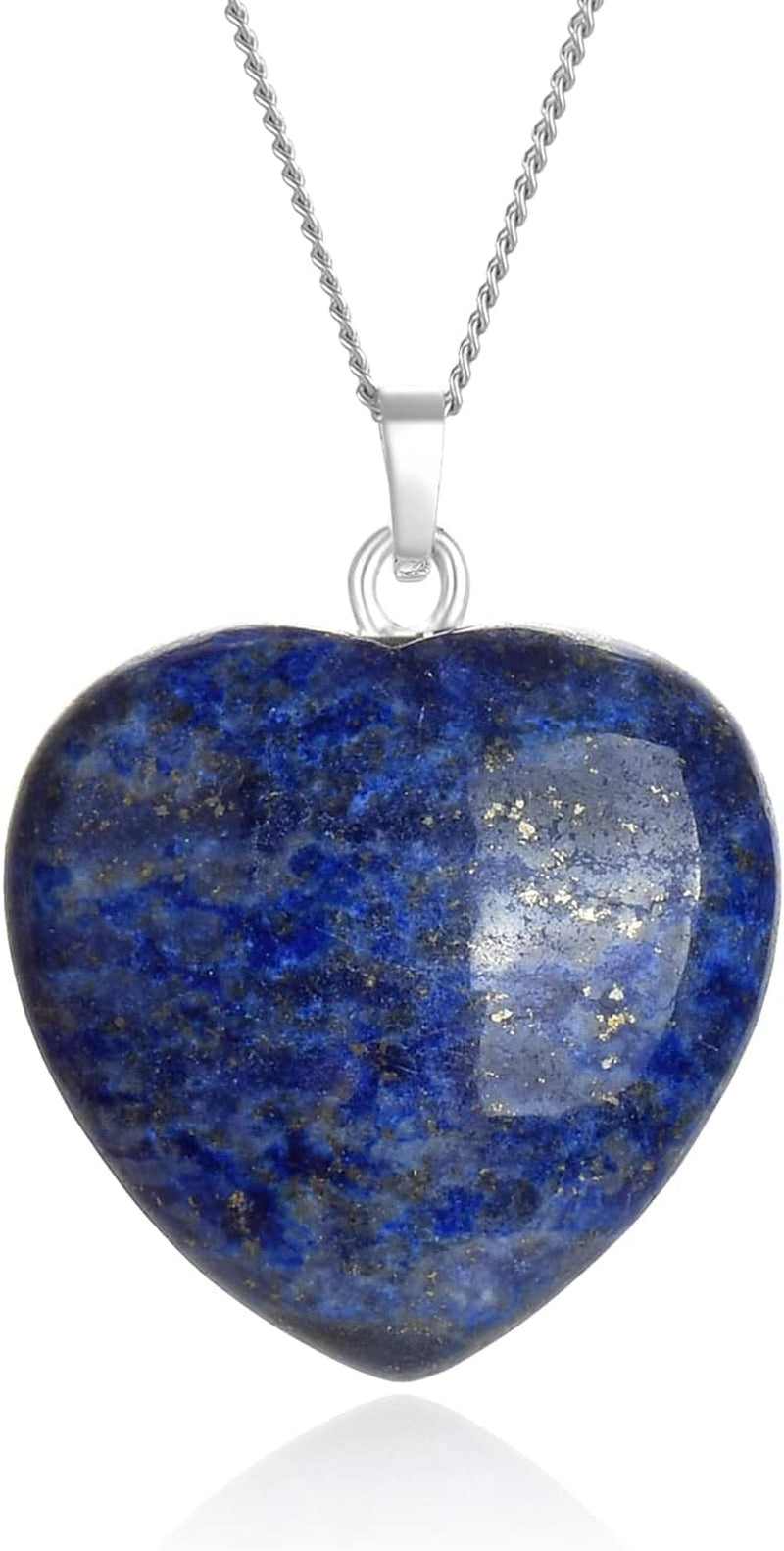 1Pc  Real Sterling Silver Blue Lapis Lazuli Gemstone Large Heart Drop Pendant Necklace 18 Inch Healing Crystals Chakras Stone Jewelry Gift NK18-16
