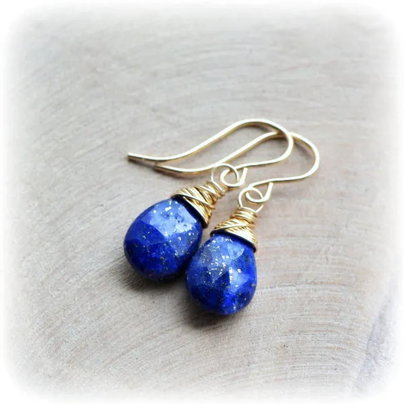 Lapis Lazuli Earrings Sterling Silver, Tiny Lapis Earrings, Navy Blue Earrings - WORLD TIME VISITS