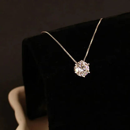 Women Simple Trendy Zircon Rhinestone Choker Necklace Shine Diamond Silver Chain Jewelry