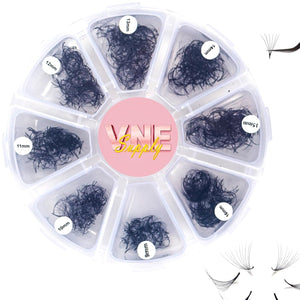 VNE Eyelashes 1000 Fans Tray Volume Lash Extensions Mixed Length | Premade Fans Eyelash Extensions | Mega Lash Extension | Promades Eyelash Fans | 10D, D Curl, 9-16Mm