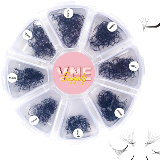 VNE Eyelashes 1000 Fans Tray Volume Lash Extensions Mixed Length | Premade Fans Eyelash Extensions | Mega Lash Extension | Promades Eyelash Fans | 10D, D Curl, 9-16Mm