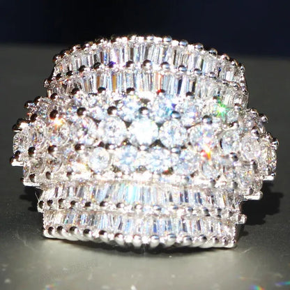 Gorgeous Cubic Zirconia Multichamber Ring Wedding Birthstone Bride Engagement Brand Heart Ring Jewelry Size 6 7 8 9 10
