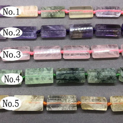 Natural Faceted Rectangle Bead Crystal Amethyst Rose Quartz Prehnite Citrine Diy