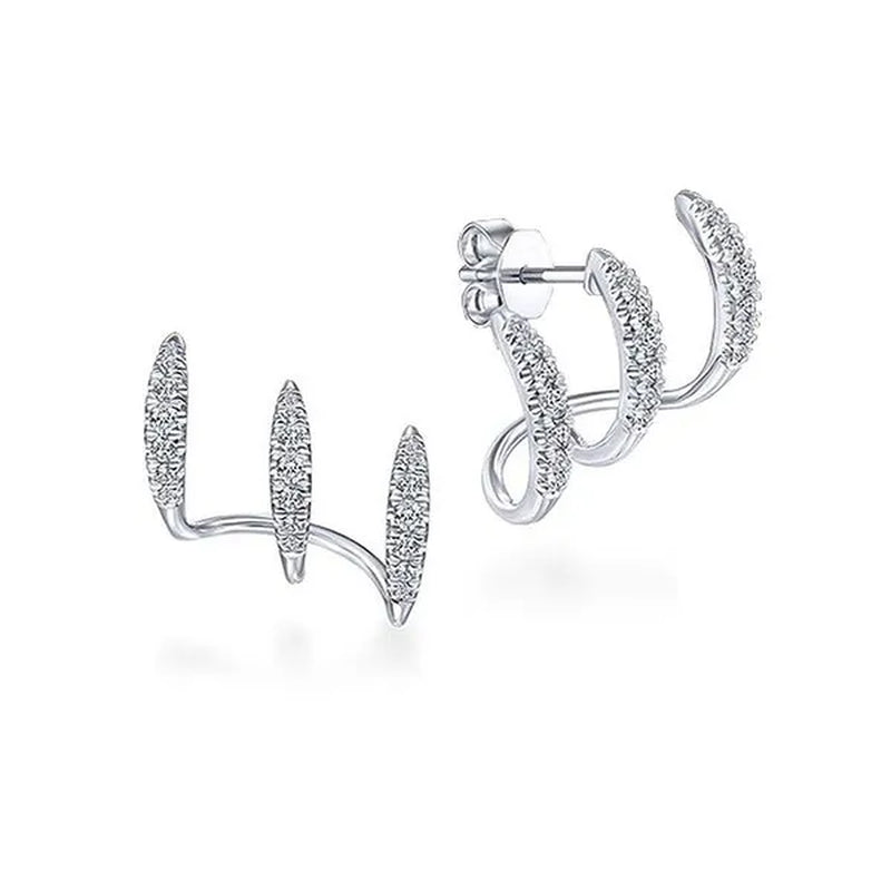 Fashion Jewelry 925 Sterling Silver Diamond Popular Exaggeration Heteromorphism Earrings