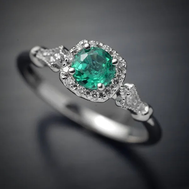 New and Noble Aquamarine/Ruby/green Zircon AAA Ring Gold-plated Jewelry  Engagement Ring