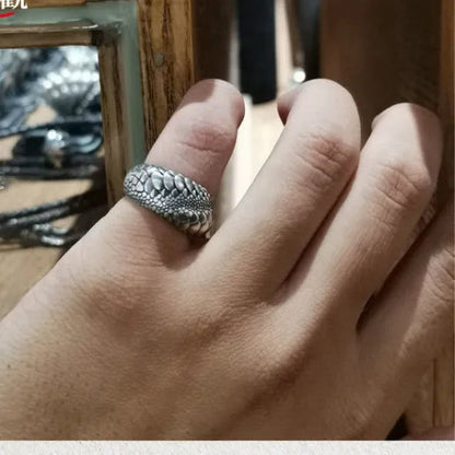 Vintage 925 Standard Silver Infinity Snake Scales Open Ring for Men Women Cocktail Party Sterling Silver Ring Wedding Ring Engagement Jewelry Motorcycle Party Punk Cool Dragon Ring Fashion Jewelry Gifts