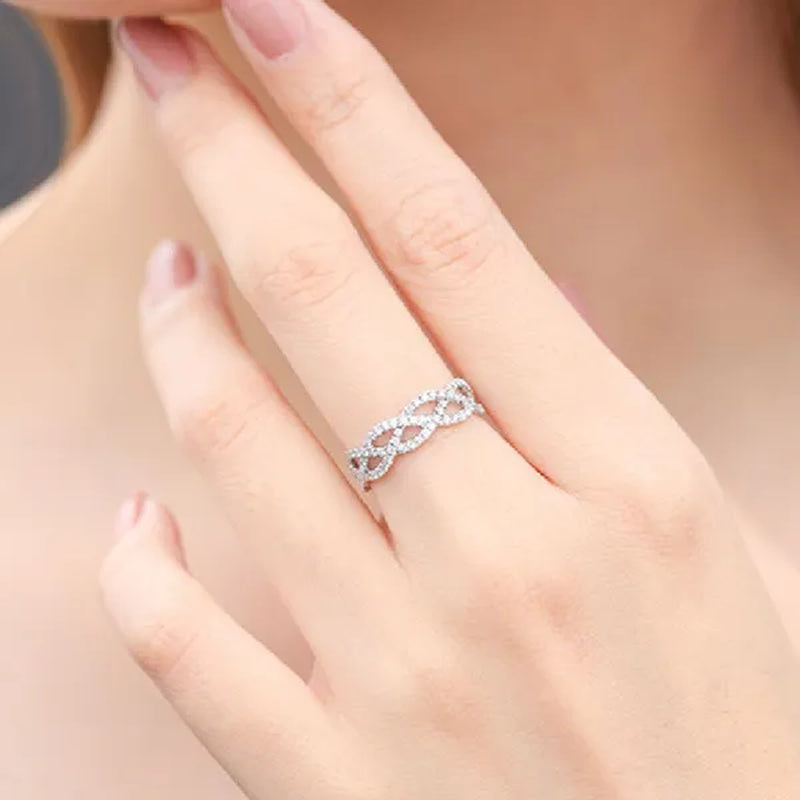 Luxury Jewelry 925 Sterling Silver Twist Ring White Sapphire Diamond Rings for Women Wedding Engagement Party Anniversary Gift