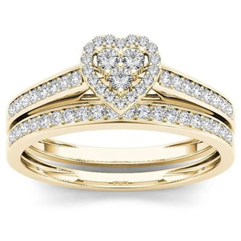 1Pc Luxury Romantic Couple Jewelry Accessories Men'S Diamond Ring Ladies Heart Diamond Couple Ring Bride Wedding Engagement Jewelry Us 6-11
