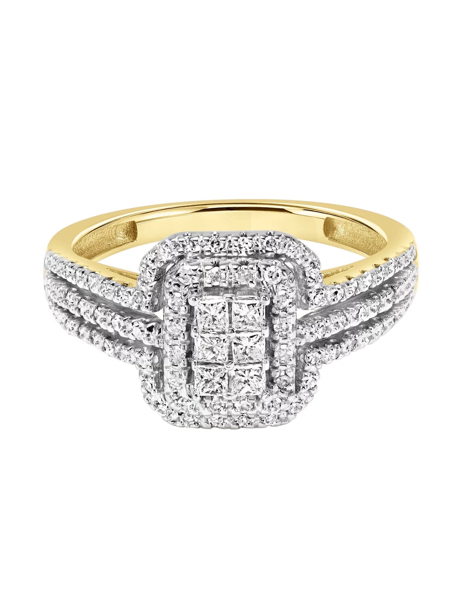 3/8Ctw 10KT Yellow Gold Emerald Limited Edition Genuine Certified Diamond Ring by