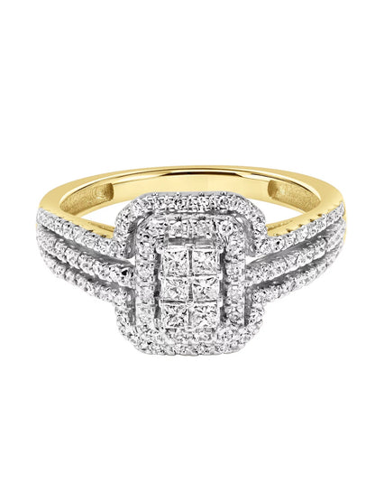 3/8Ctw 10KT Yellow Gold Emerald Limited Edition Genuine Certified Diamond Ring by