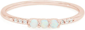 Dainty Stackable Opal Promise Ring Band in 14K Gold over Sterling Silver, Mother'S Day Jewelry Gift for Her
