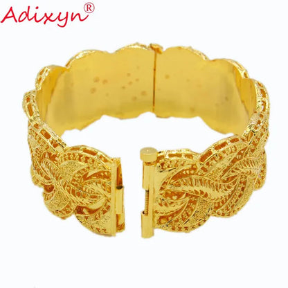 Adixyn Ethiopian Gold Bangle for Women Wedding Bride Bracelets Gold Color Jewelry Middle East African Bride Gifts N10276