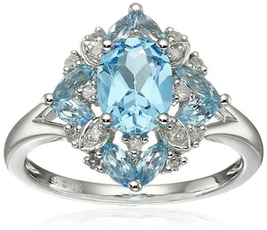 Gorgeous 925 Sterling Silver Lake Blue Aquamarine Wedding Engagement Ring  Size6-10