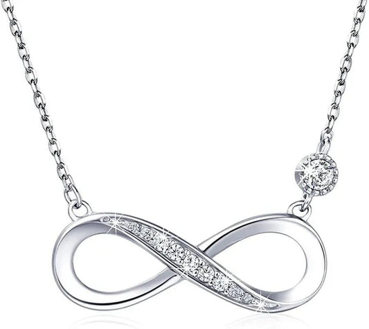 925 Sterling Silver Necklace –“Forever Love” Infinity Heart Love Pendant White Gold Plated Diamond Women Necklace Gift for for Women Girls Valentine'S Day Mother'S Day - WORLD TIME VISITS