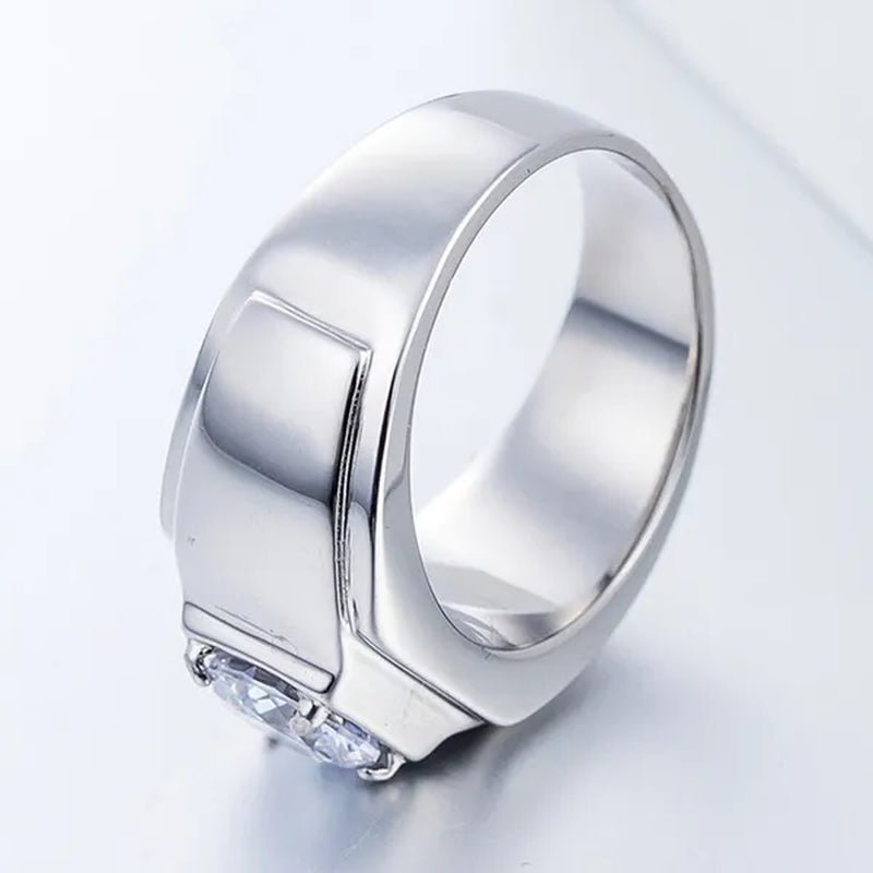 NOVE JEWELRY women men fashion 316L stainless steel charm cubic zirconia cz exquisite ring new elegant engagement & wedding band anniversary gifts silver / gold US Size 7 to 11