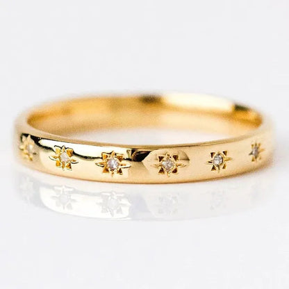 Trendy Gold Color Ring Bride Wedding Jewelry for Women Rings White Zircon Engagement Party Band Anniversary Gift