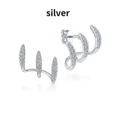 Exquisite and fashionable new Earrings 925 sterling silver diamond inlaid Advanced Design Earrings 18 K gold three-layer arc Earrings