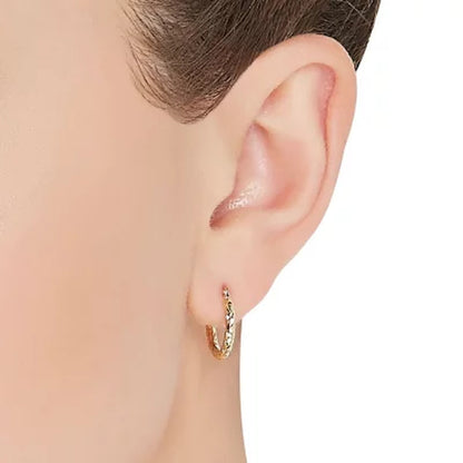 14K Yellow Gold Diamond-Cut Hoop Set