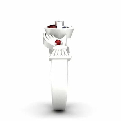 Unique Silver Anniversary Statement Ring Natural Gemstones Ruby Ring Wedding Bride Engagement Band Charm Ring Jewelry