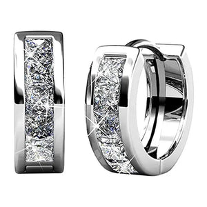 1 Pair Silver Plated White Sapphire Hoop Earrings for Bridal Engagement Wedding Women Earrings Jewelry Gift