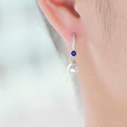925 Sterling Silver Freshwater Pearl Hoop Earrings with Dangle Real Pearl,Simulated Pearls
