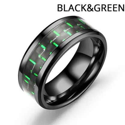 8MM Mens 6 Colors Ceramic Ring Wedding Band with Red Carbon Fiber Inlay Sizes 6 to 13