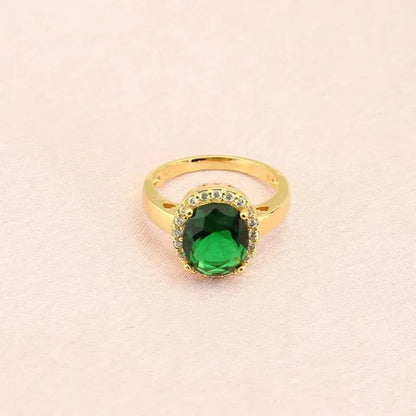 Flawless Long Gold Color Women Jewelry Sets Green Zircon Drop Earrings Necklace Pendant Rings Oval Bracelet Dating Gift