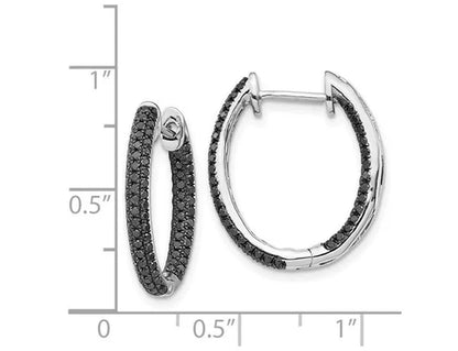 9/10 Carat (Ctw) Enhanced Black Diamond In-And-Out Hoop Earrings in 14K White Gold