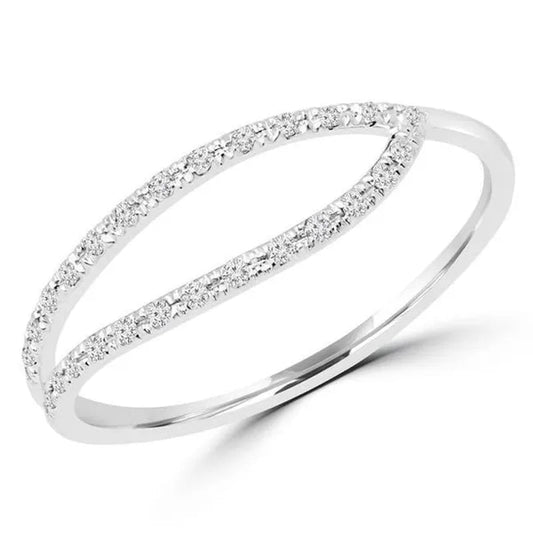 Majesty Diamonds MDR170056-4.75 0.1 CTW Round Diamond Cocktail Ring in 14K White Gold - 4.75