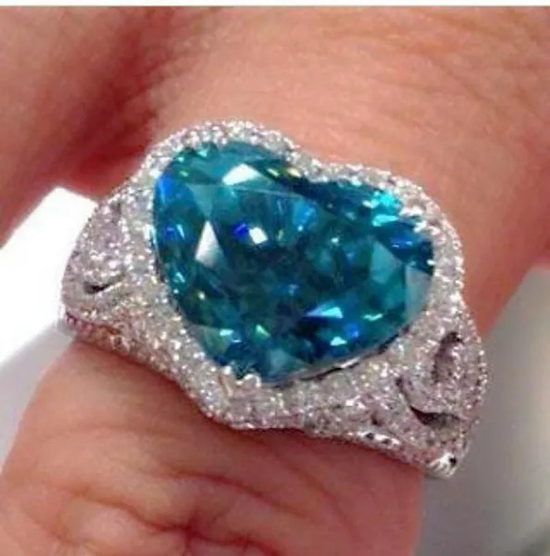 Exquisite Fashion Women'S Heart-Shaped Ring Anniversary Promise Gift Party Jewelry Bride Engagement Wedding Senior Jewelry Size 5-11