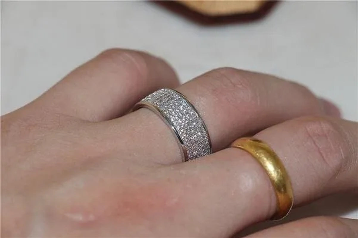 New Solid Sterling Silver White Sapphire Diamond Wedding Band Rings Engagement Anniversary Party Jewelry Size 5-12 - WORLD TIME VISITS
