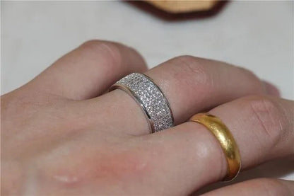 New Solid Sterling Silver White Sapphire Diamond Wedding Band Rings Engagement Anniversary Party Jewelry Size 5-12 - WORLD TIME VISITS