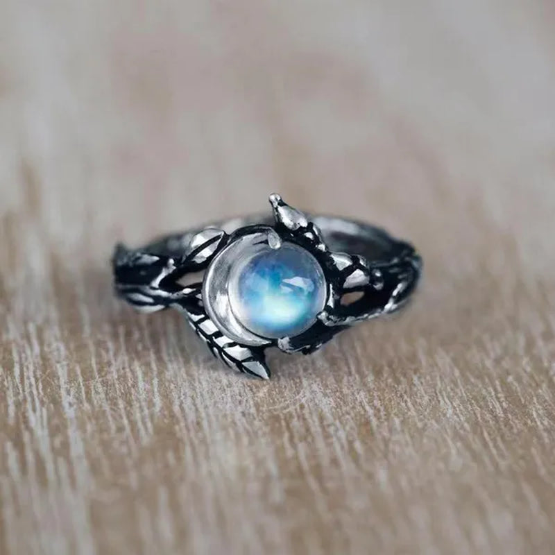 2 Style 1pcs US European Vintage Women Fashion Simple Vintage Bohemian Jewelry Vintage  Moonstone Zircon Moon Ring Ladies Engagement Wedding Ring Anniversary Party Ring Christmas Gift Jewelry Ring Size US4-12