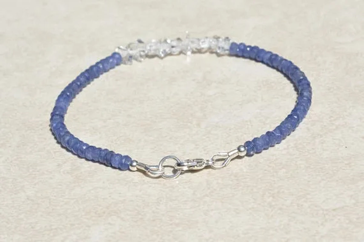 Sapphire Bracelet Natural Blue Sapphires Sapphire Birthstone Bracelet Beaded Bracelet