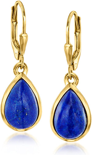 Lapis Teardrop Earrings in 18Kt Gold over Sterling