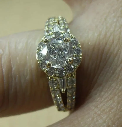 3-Color Natural 2.38CT White/Alexandrite/Sapphire Diamond 14K Yellow Gold Wedding Ring Size 6-10