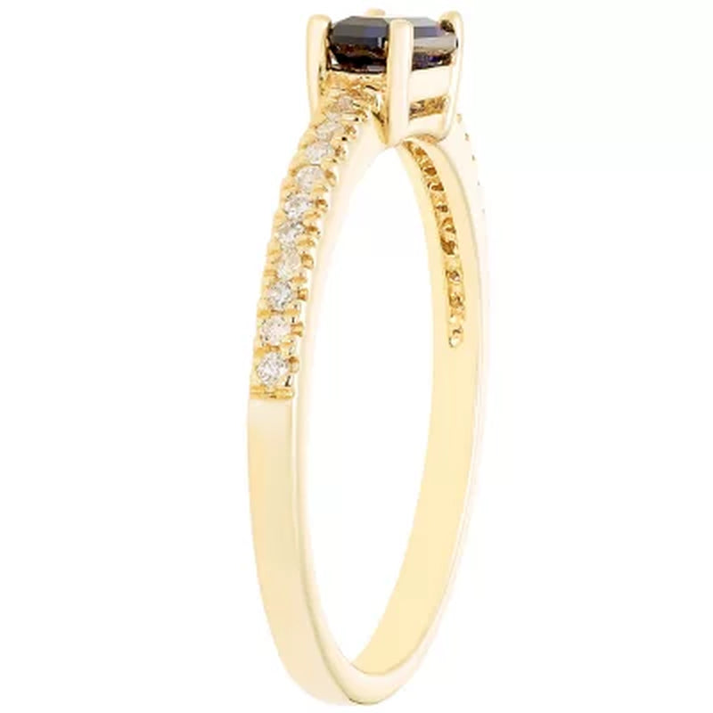 Lab Blue Sapphire and 0.10 CT. T.W. Diamond Ring in 14K Gold