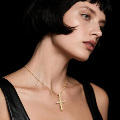 14K Gold Cross Necklaces for Women Crucifix Necklace Men Gold Cross Pendant Chain Jewlery 48Cm