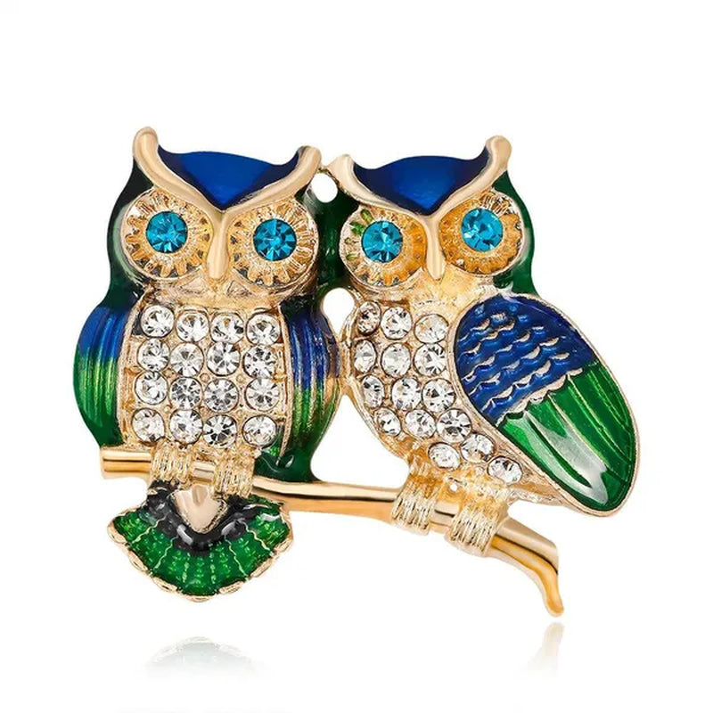 Cute Owl Brooch Jewelry Fashion Alloy Studded Drop Oil Brooch Pin Animal Brooch