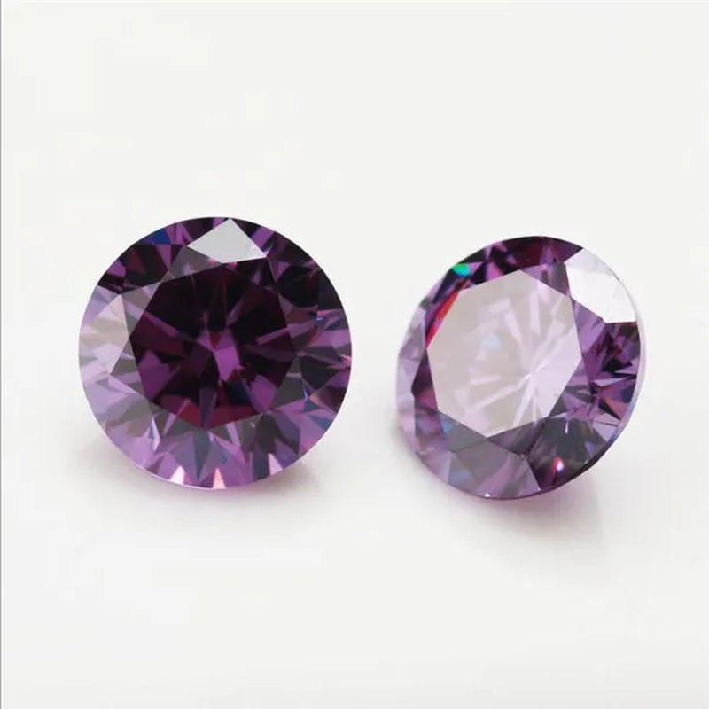 6-15MM Purple round Zircon Stone for Jewelry Ring Necklace Accessories
