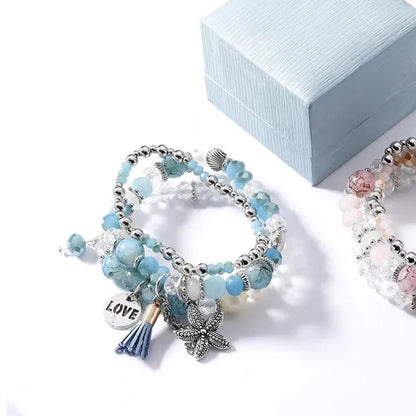 RAVIMOUR 3pcs Set Crystal Bracelets for Women Vintage Star Love Bracelet Female Jewelry Tassel Stone Charms Wristband Gift 2018