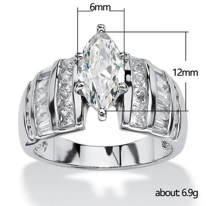 Trendy Claw Setting Marquise Cut Cubic Zircon Ring for Women Engagement Party Jewelry Anniversary Gift
