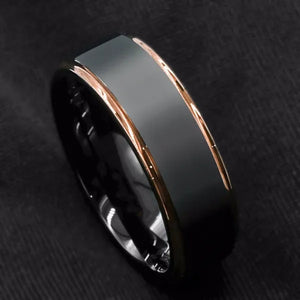 8MM fashion men's and women's tungsten carbide ring rose gold black brushed wedding ring men's jewelry