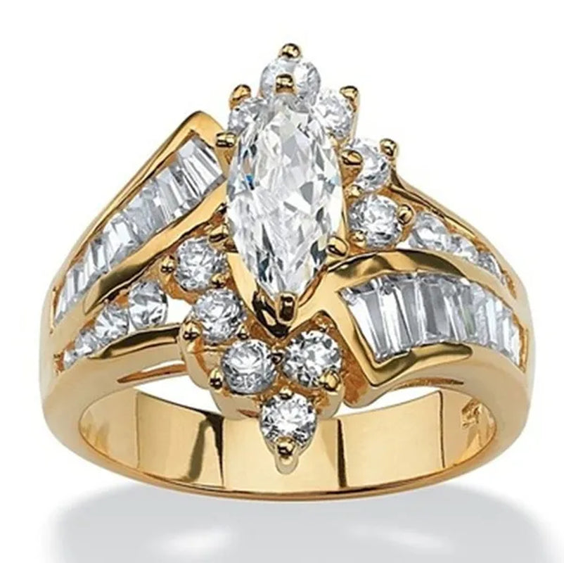 3.20 TCW Marquise Cut White Sapphire 925 Sterling Silver Engagement Ring