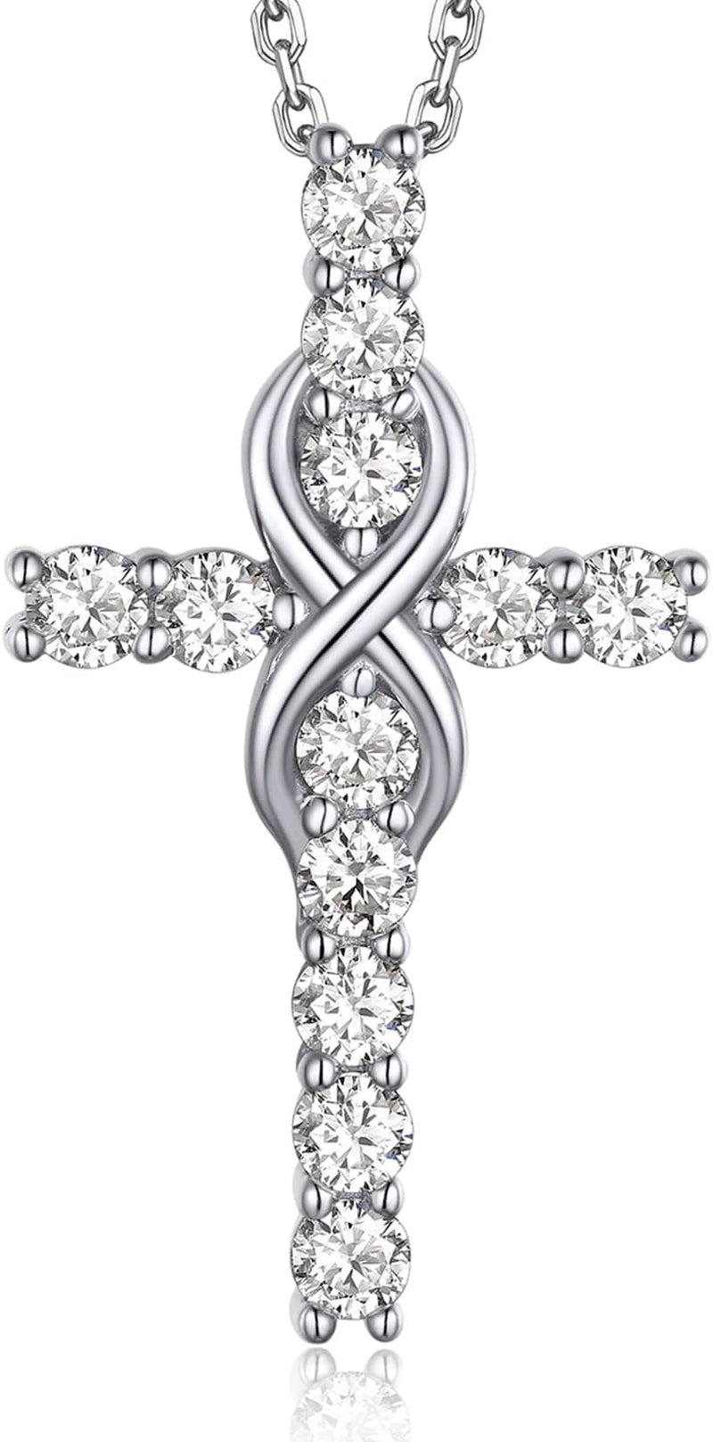 Cross Necklace Silver, Christian Gifts for Women Men, Moissanite Necklace for Him, 925 Sterling Silver Cross Necklace Birthday Fathers Day Christmas Gifts