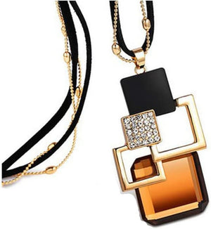 Long Necklace Pendant with Rubies and Diamonds Fashion Retro All-Match Clothing Accessories Suitable for Party Festival Travel Vacation Best Gifts for Ladies and Girls